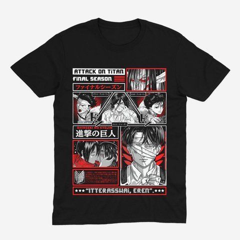 Футболка Attack On Titan Eren, Levi, Mikasa Атака Титанів Леві, Ерен, Мікаса 00000002464 фото